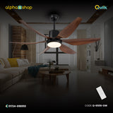 Qulik 54 Inch Modern Decorative Silent ABS Blade Under light with Remote Ceiling Fan (Dark Wood Grain) Q-6506-DW