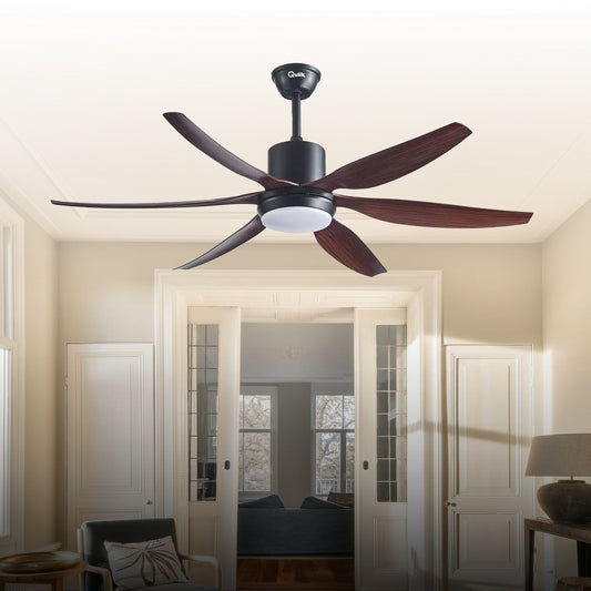 Qulik Silex 54"- Modern Decorative Silent ABS Blade Under light with Remote Ceiling Fan (Dark Wood Grain) Q-6507-DW