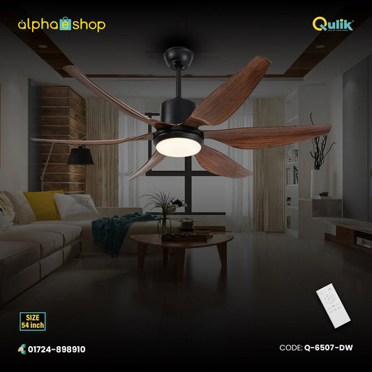 Qulik Silex 54"- Modern Decorative Silent ABS Blade Under light with Remote Ceiling Fan (Dark Wood Grain) Q-6507-DW