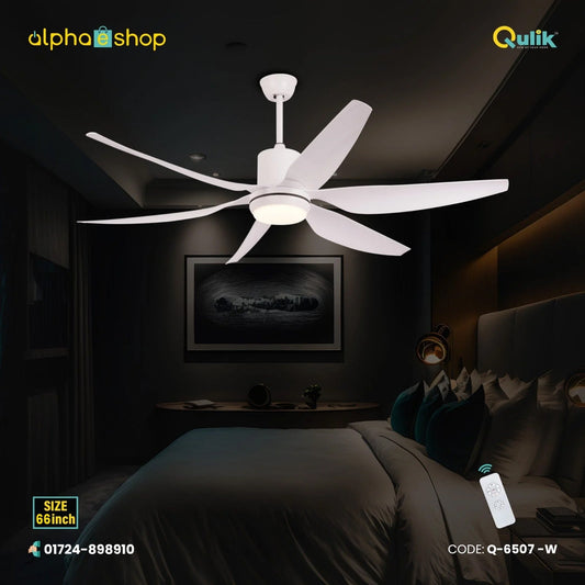 Qulik Silex 66"- Modern Decorative Silent ABS Blade Under light with Remote Ceiling Fan (White) Q-6507-W