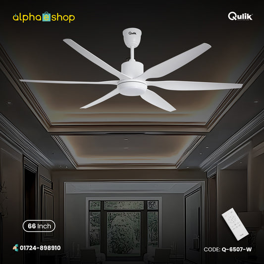 Qulik Silex 66"- Modern Decorative Silent ABS Blade Under light with Remote Ceiling Fan (White) Q-6507-W