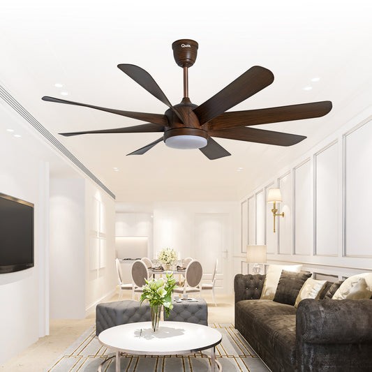 Qulik Helix UL 60"- Modern Decorative Silent ABS Blade Under light with Remote Ceiling Fan (DarK Wood) Q-6522-DW