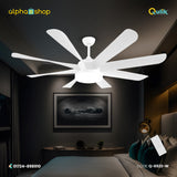 Qulik 60" Modern Decorative Silent ABS Blade Underlight with Remote Ceiling Fan (White) Q-6522-W