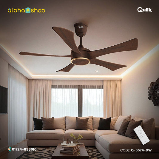 Qulik Falcon 53" Decorative Energy Saving BLDC Remote Control Ceiling Fan (Dark Wood) |Q-6574-DW
