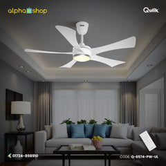 Qulik Falcon 53" Decorative Energy Saving BLDC Remote Control Underlight Ceiling Fan (Pearl White) |Q-6574-PW-UL