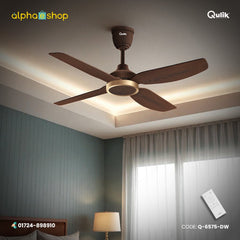 Qulik Windora 56" Decorative Energy Saving BLDC Remote Control Ceiling Fan (Dark Wood) | Q-6575-DW