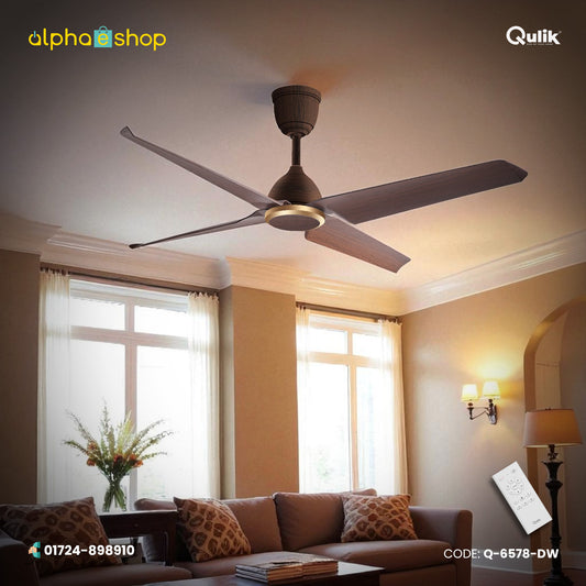 Qulik Aero-X 54"- Decorative Energy Saving BLDC Remote Control Ceiling Fan (Dark Wood) | Q-6578-DW