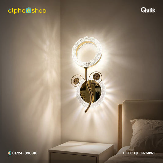 Qulik Gold Double Ring Crystal Wall Light (QL-10758WL)