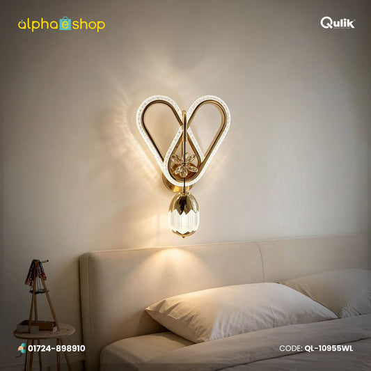 Qulik Gold Crystal Heart Loop Wall Light (QL-10955WL)