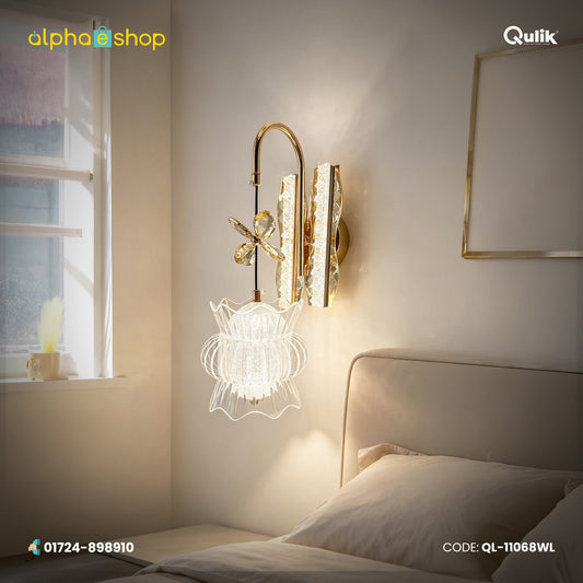 Qulik Gold Crystal Flower Lantern Wall Light (QL-11068WL)