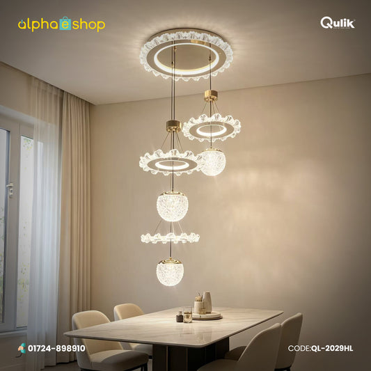 Qulik Gold Crystal Globe Ring Hanging Light (QL-2029HL)
