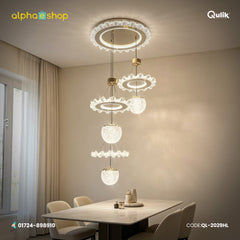 Qulik Gold Crystal Globe Ring Hanging Light (QL-2029HL)