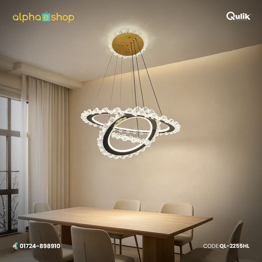 Qulik Gold Crystal Intertwined Ring Hanging Light (QL-2255HL)