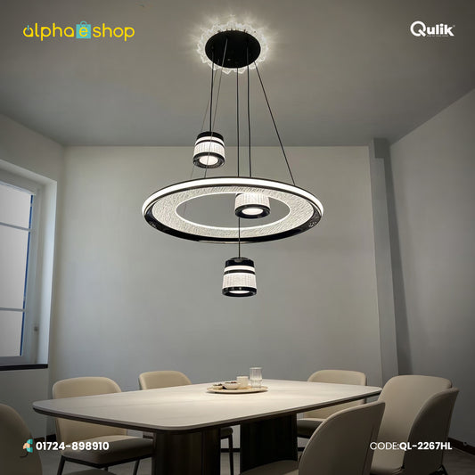 Qulik Black Crystal Ring Cluster Hanging Light (QL-2267HL)