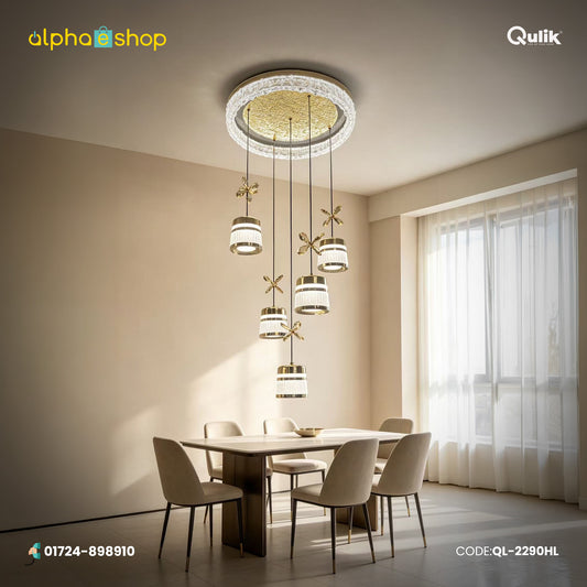 Qulik Gold Butterfly Crystal Hanging Light (QL-2290HL)