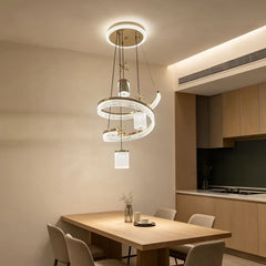 Qulik Gold Crystal Spiral Ring Hanging Light (QL-2442HL)