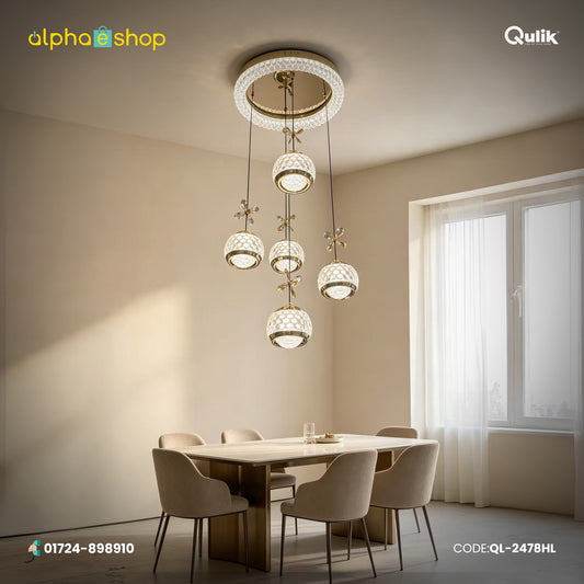 Qulik Gold Crystal Globe Cluster Hanging Light (QL-2478HL)