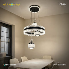 Qulik Black Crystal Flower Ring Hanging Light (QL-2479HL)