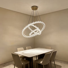 Qulik Gold Crystal Intertwined Ring Hanging Light (QL-2495HL)
