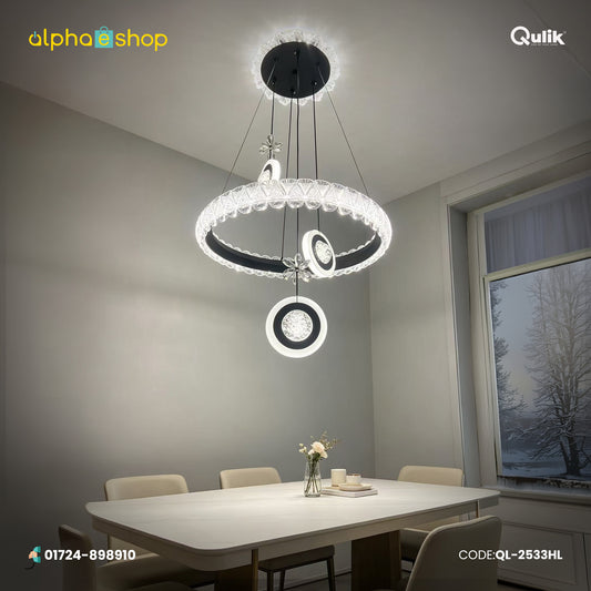 Qulik Black Crystal Orbit Ring Hanging Light (QL-2533HL)