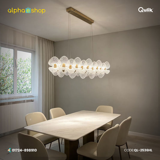 Qulik Gold Crystal Lotus Petal Linear Hanging Light (QL-2536HL)