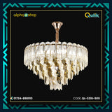 Qulik QL-3316-500 Modern Crystal Chandelier - Sleek Design, Adjustable Lighting, LED Technology, 2-Year Warranty. Elevate your space with this contemporary glass ceiling light.