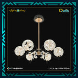 Qulik QL-3319-700-6 Circle-Shape Glass Ceiling Light - Modern Design, 3-Color Adjustable Light, 2-Year Warranty. Illuminate your space with this stunning modern crystal chandelier featuring six circles.