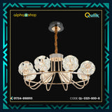 Qulik QL-3321-800-8 Circle-Shape Glass Ceiling Light - Contemporary Elegance, 3-Color Adjustable Light, 2-Year Warranty. Transform your space with this modern crystal chandelier featuring eight illuminating circles.