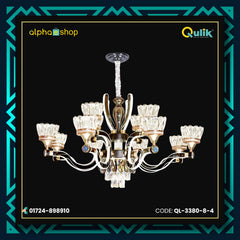 Qulik Modern Nordic Candle Crystal Chandelier Decoration Pendant Hanging Double Layer 3 Color LED Ceiling Light (QL-3380-8-4)