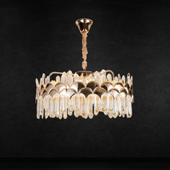 Qulik Modern Luxury Crystal Chandelier Pendent French Gold Clear LED Light (QL-55115-500)