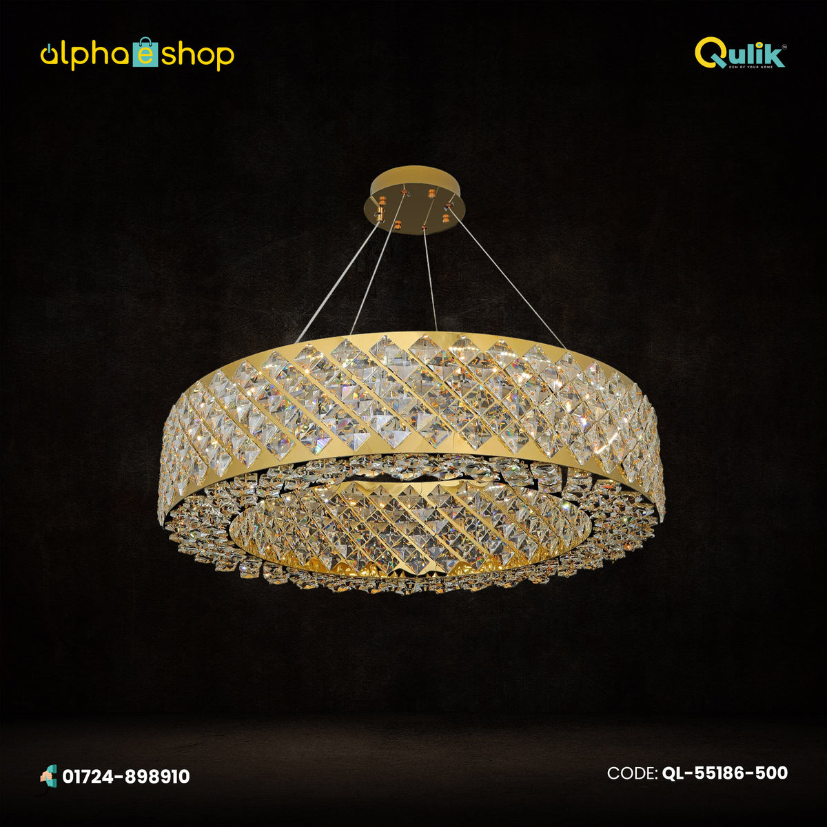 Qulik Modern Luxury Decorative Crystal Ring Pendant Chandelier For Living Room(QL-55186-500)