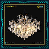 Qulik QL-9279-8 Golden Iron LED Ceiling Light - Luxury Crystal Pendant Chandelier