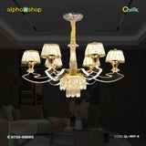 Qulik 9911-6 Golden Iron LED Ceiling Light - Modern Nordic Candle Crystal Chandelier