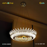 Qulik D007-500 Modern Crystal Chandelier Single Layer LED Ceiling Light. Versatile design with acrylic, crystal, and iron construction. Adjustable color temperature - Warm, White, Daylight. 60W power, 2-year warranty.