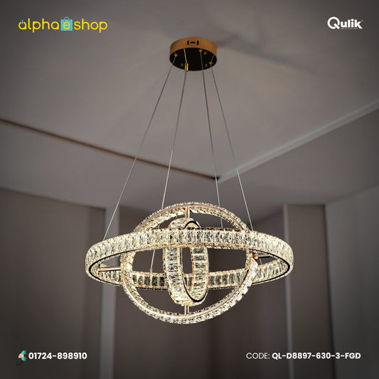 Qulik Crystal Chandelier LED Light (French Gold)- (QL-D8897-630-3-FGD)