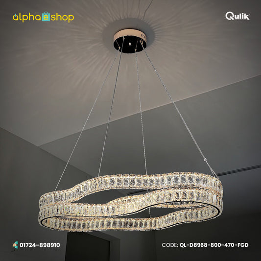 Qulik Crystal Chandelier LED Light (French Gold)- (QL-D8968-800-470-FGD)