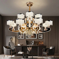 Qulik Modern Nordic Candle Crystal Chandelier Decoration Pendant Hanging Double Layer 3 Color LED Ceiling Light ( QL-LD202-10+5)