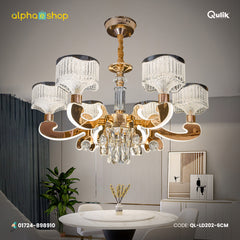 Qulik Modern Nordic Candle Crystal Chandelier Decoration Pendant Hanging Single layer 3 color LED Ceiling Light ( QL-LD202-6CM))