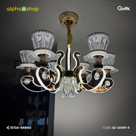 Qulik Modern Nordic Candle Crystal Chandelier Decoration Pendant Hanging Single layer 3 color LED Ceiling Light (QL-LD205-6)