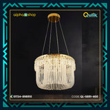 Qulik S691-400 Modern Crystal Chandelier LED Ceiling Light. Versatile design with acrylic, crystal, and iron construction. Adjustable color temperature - Warm, White, Daylight. 60W power, 2-year warranty.