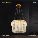Qulik S691-500 Modern Crystal Chandelier Single Layer LED Ceiling Light. Versatile design with acrylic, crystal, and iron construction. Adjustable color temperature - Warm, White, Daylight. 60W power, 2-year warranty.