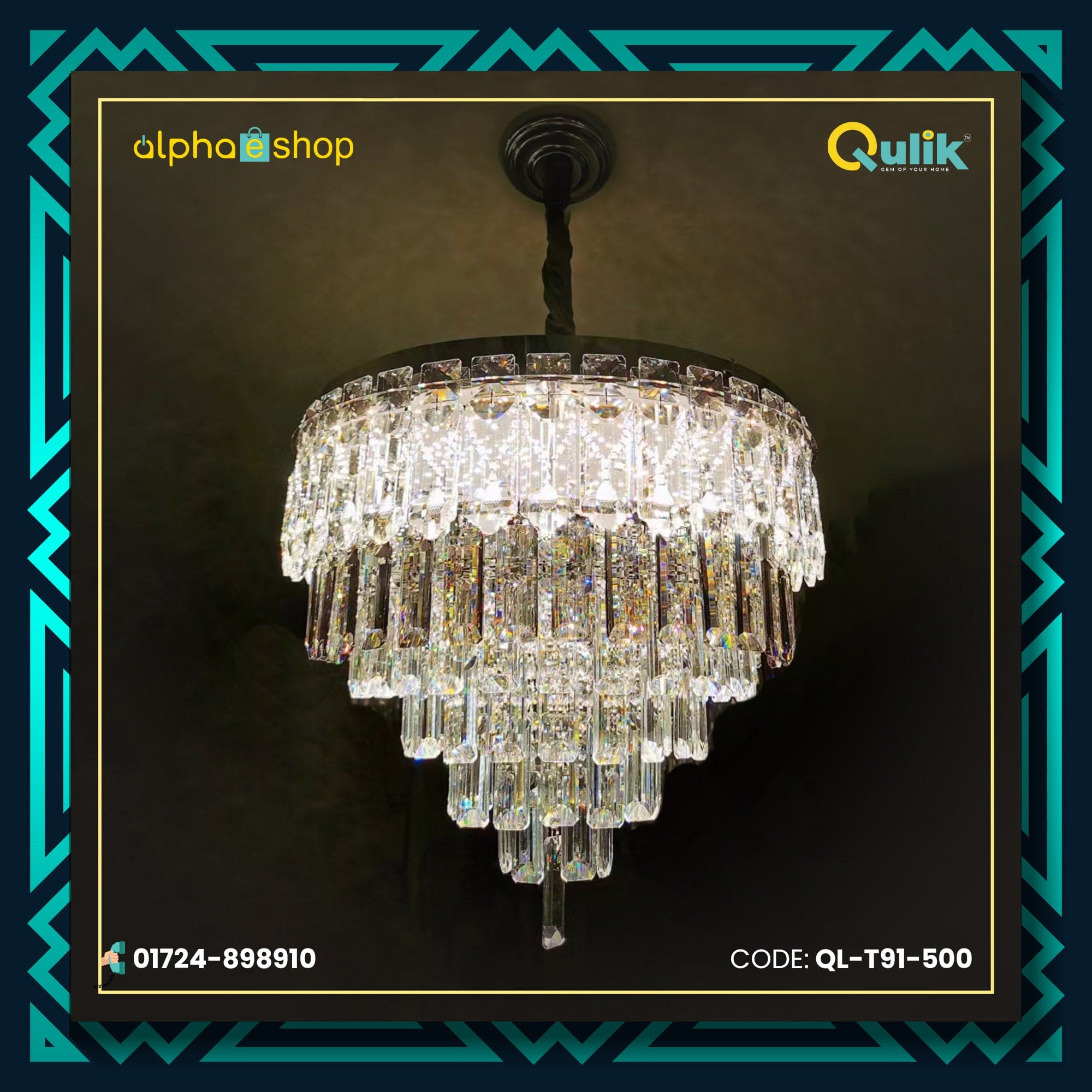Qulik T91-500 LED Ceiling Light - Elegant 6-Layer Design, 60W Power, Adjustable Color Temperature. Ideal for living rooms, bedrooms, and dining areas.