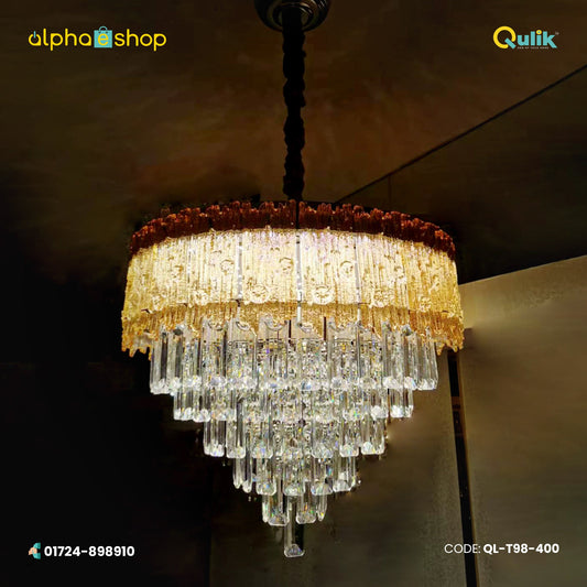 Qulik Modern Crystal Chandelier Decoration Pendant Hanging 6 layer 3 color LED Ceiling Light (QL-T98-400)