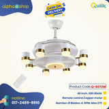 Qulik Q-6073-W 48-Inch Modern Chandelier Ceiling Fan with LED Light in White