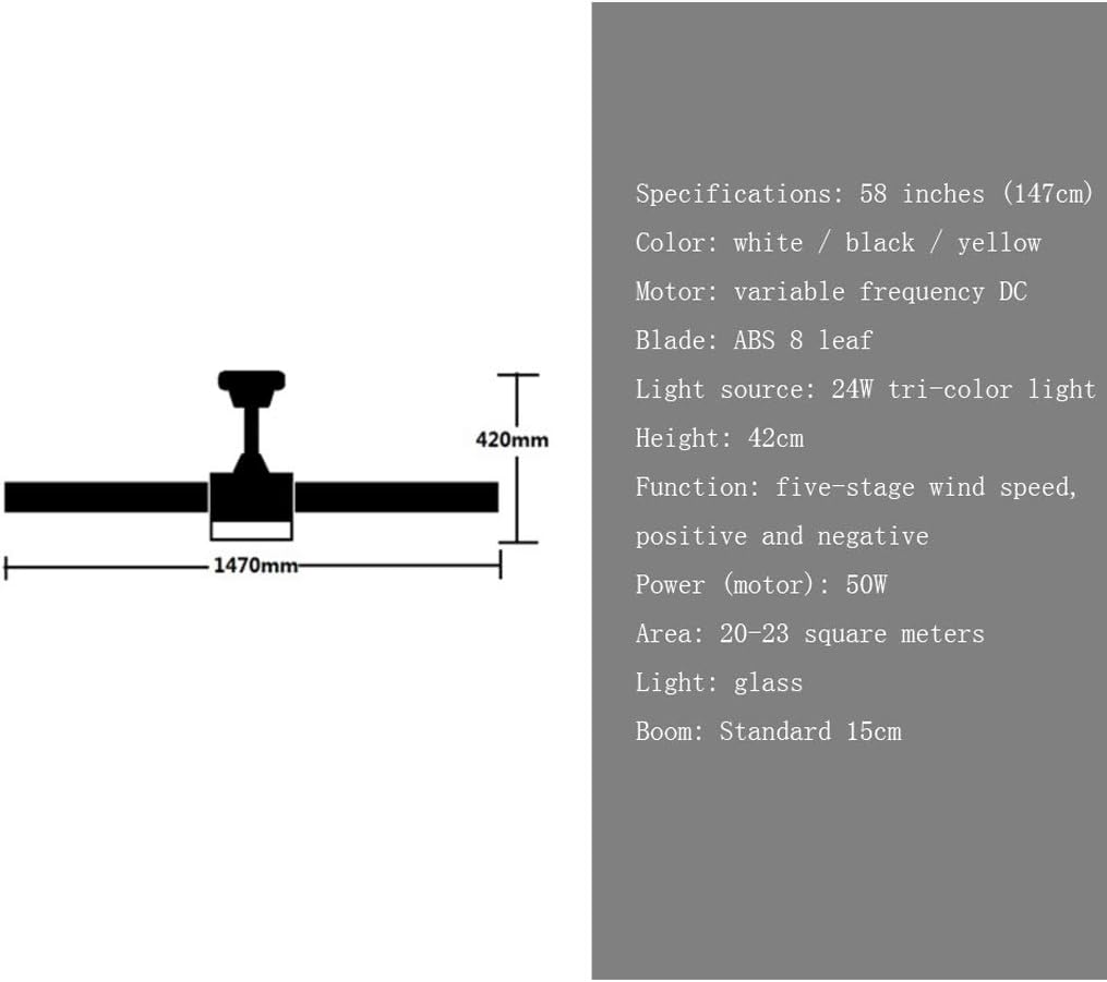 Qulik Q-6522-W 60-Inch Modern Decorative Ceiling Fan with ABS Blades and Underlight in White