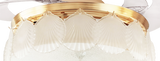 Qulik C08 48" Crystal Chandelier Retractable Invisible Blade MP3 Silent 3 Color Change LED Remote Ceiling Fan (Golden) Q-8268 - Elegant Crystal Ceiling Fan in Golden Finish