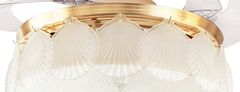 Qulik C08 48" Crystal Chandelier Retractable Invisible Blade MP3 Silent 3 Color Change LED Remote Ceiling Fan (Golden) Q-8268 - Elegant Crystal Ceiling Fan in Golden Finish