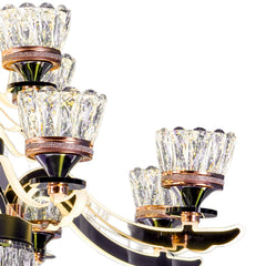 Qulik QL-8852-6 Golden Iron LED Ceiling Lamp - Modern Nordic Candle Crystal Chandelier with 6 Lamps