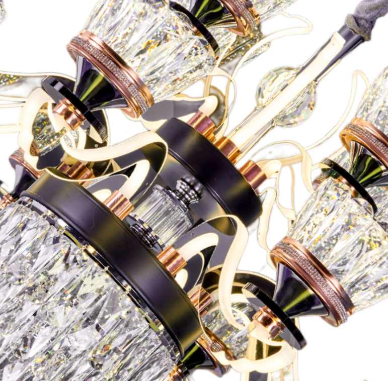 Qulik QL-8852-6 Golden Iron LED Ceiling Lamp - Modern Nordic Candle Crystal Chandelier with 6 Lamps