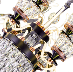 Qulik QL-8852-6 Golden Iron LED Ceiling Lamp - Modern Nordic Candle Crystal Chandelier with 6 Lamps